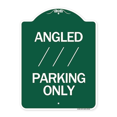 Signmission Angle Parking W/ Bidirectional Arrow 1, Green & White Aluminum Sign, 18" x 24", GW-1824-24346 A-DES-GW-1824-24346